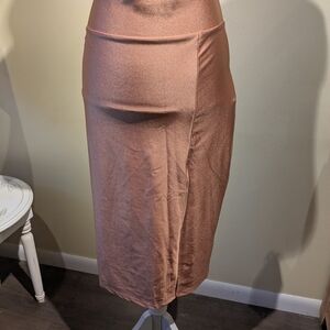 Revamped Metallic Bronze Pencil Skirt